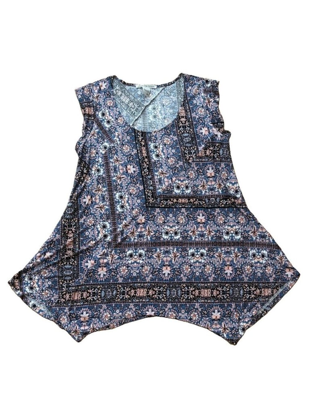 American Rag Size 1X Tunic Top Bohemian Multicolor Sleeveless Floral